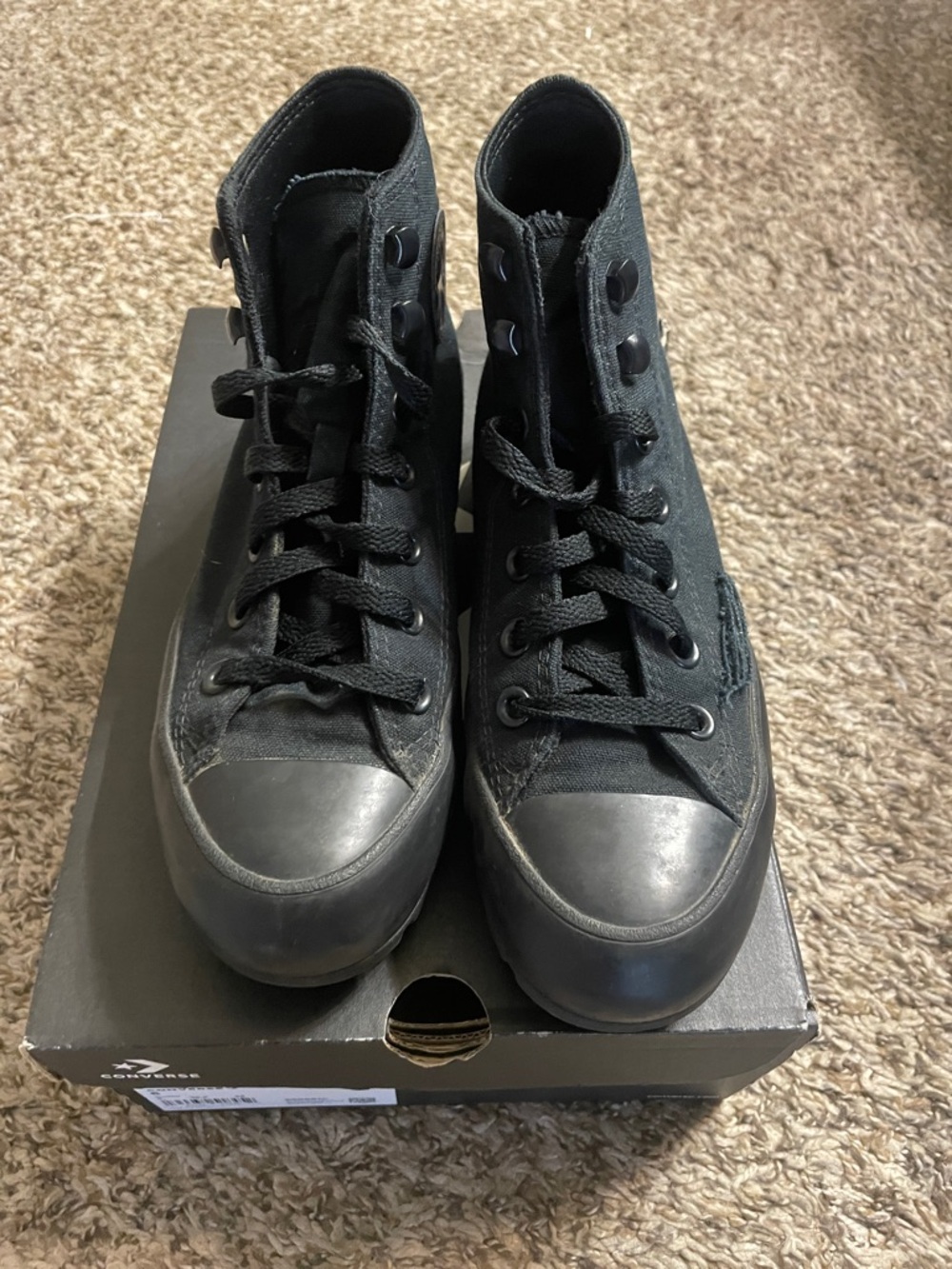 Converse Women's Black Platform Combat Canvas Boots